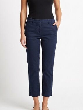 Old Navy Pixie Pants Navy Blue Ankle Trousers | 95% Cotton Stretch Slim Fit